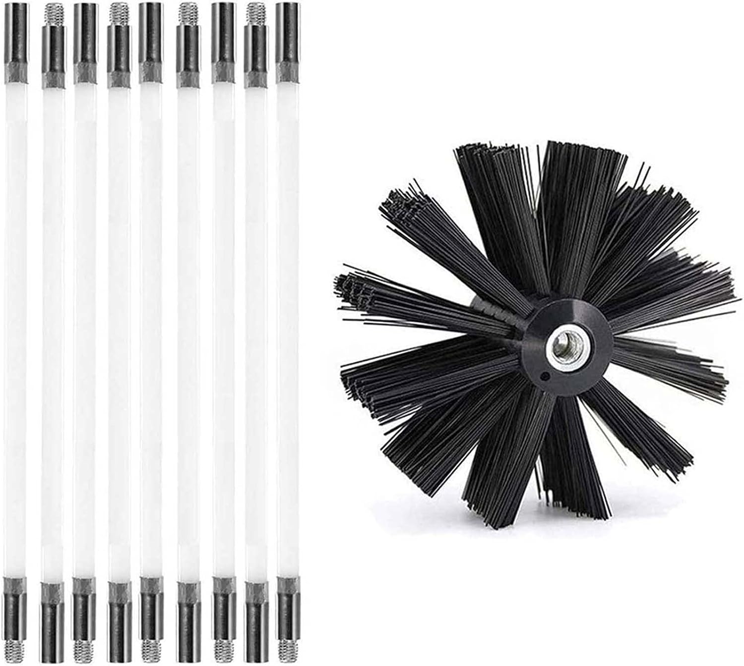 chimney sweep kit Chimney Cleaning Brush Kit ，Chimney Sweep Kit With 15 Nylon Bendable Rods 1 Brush Heads For Fireplace Sewage Pipe Fume Hood, For Dryer Duct Fireplace Chimney Cleaning Brush(9 Rods,41