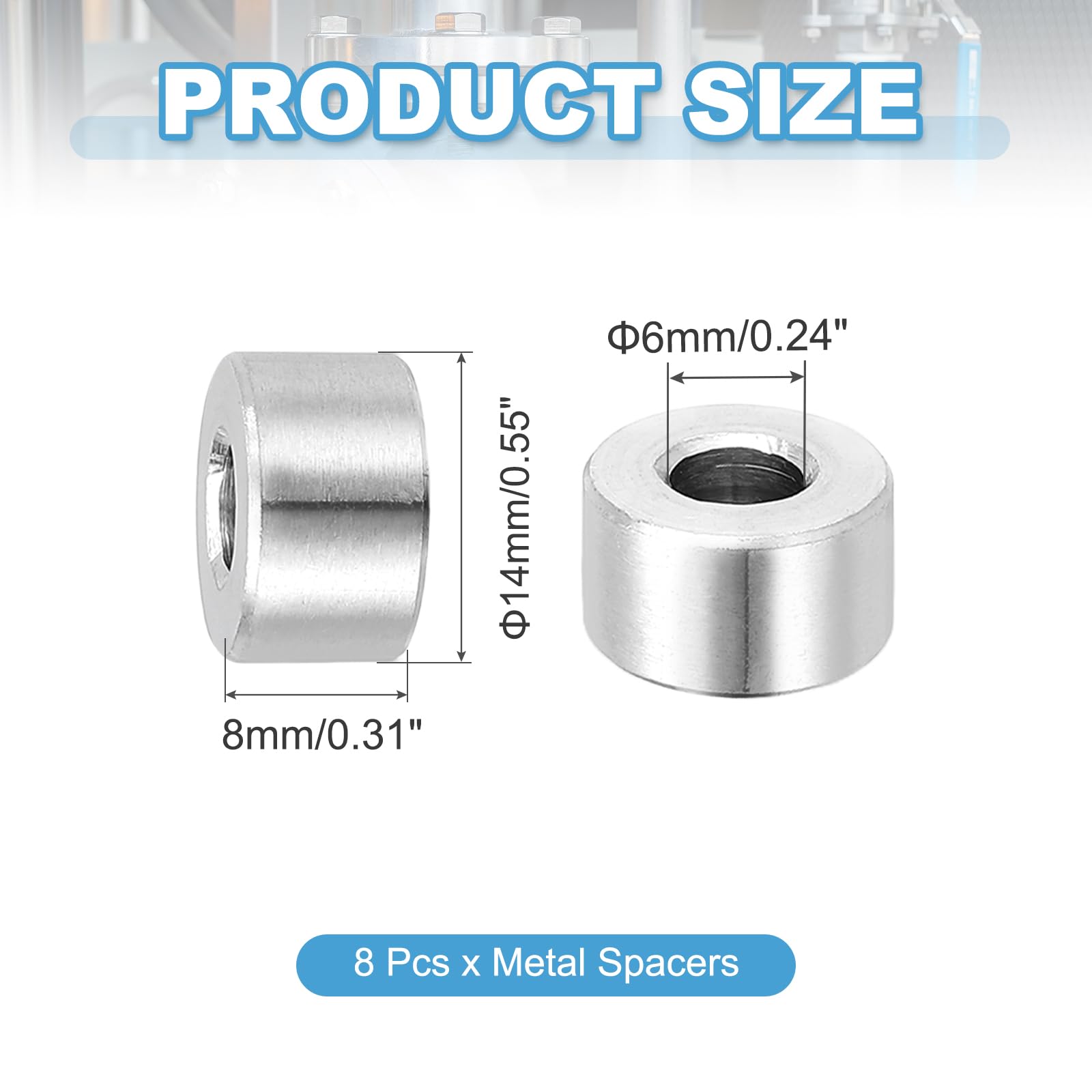 PATIKIL 8 Pcs Stainless Steel Spacers - Image 2