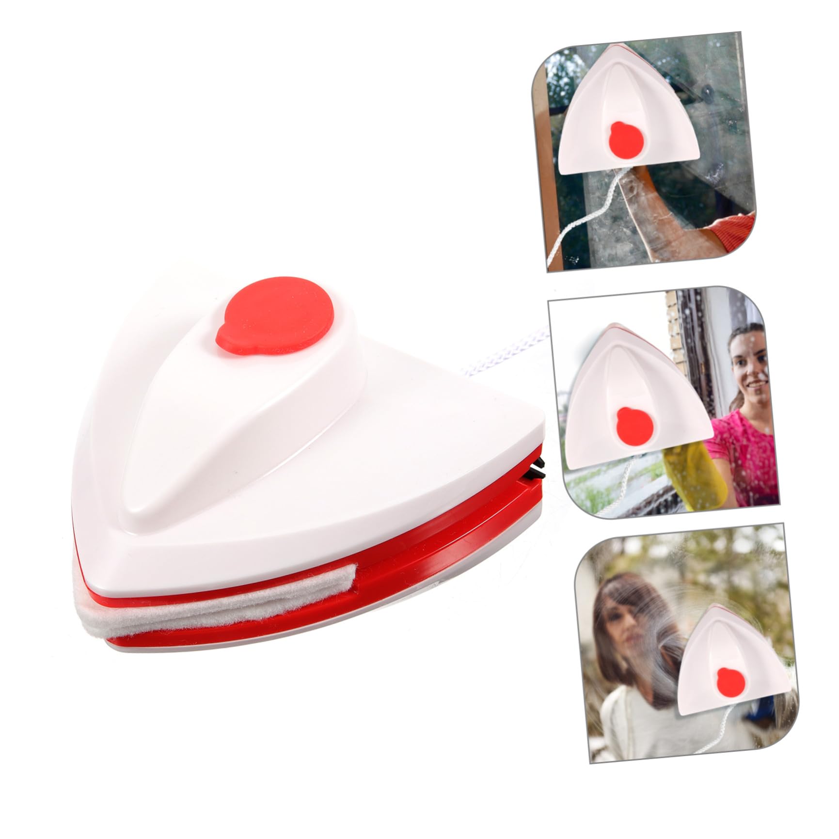 Limpiacristales Magnético de Doble Cara, Cepillo Triangular para Limpiar Vidrios, Abs y Imán, Blanco, para Cristales y Ventanas de Dormitorio, Uso Doméstico