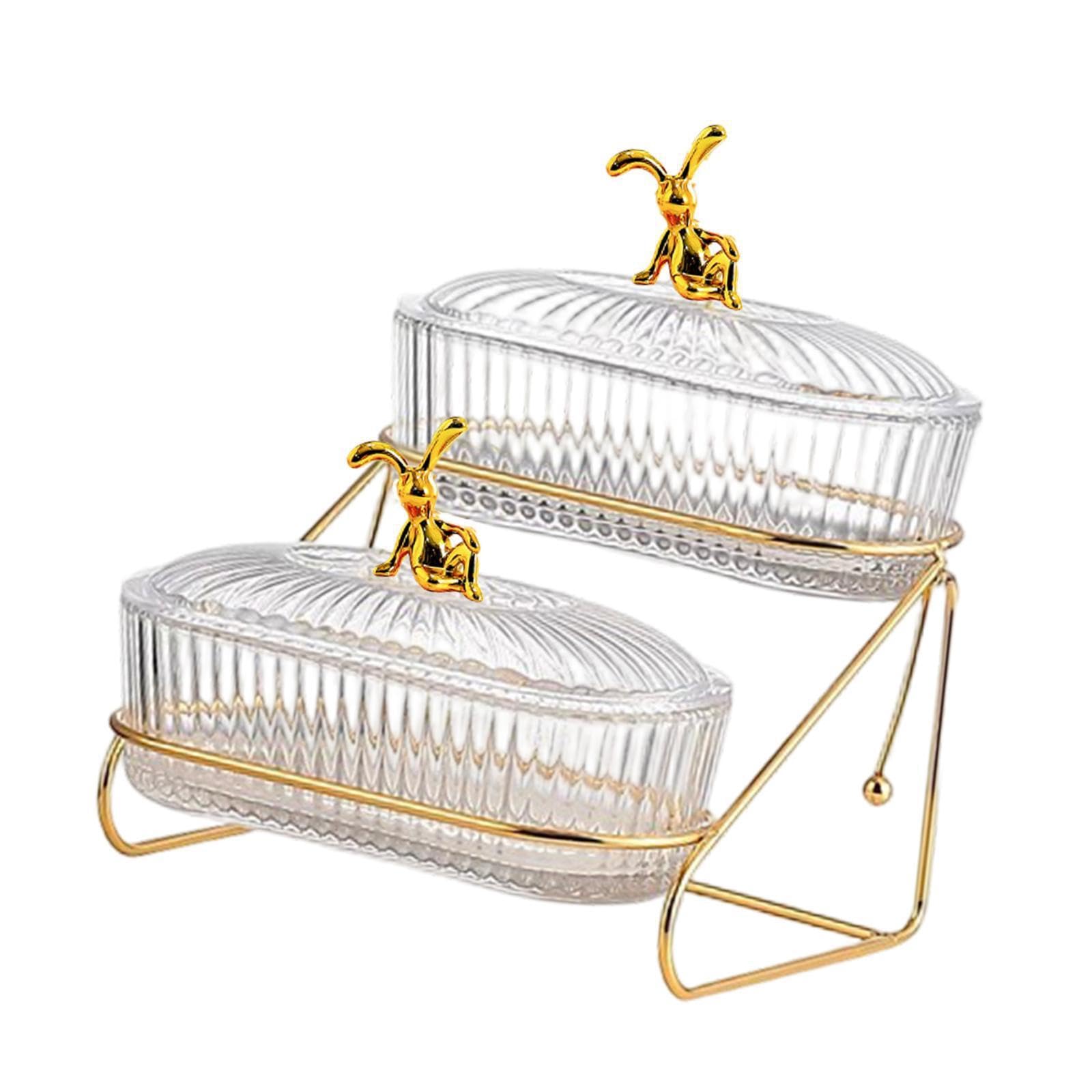 Pixzcsa Clear Sleek Serving Tray Fruit Holder Dessert Cake Platter Blends Elegance With Functionality For Snacks And Fruit Tray Can Be Taken Out For Easy Cleaning, 2 Layers