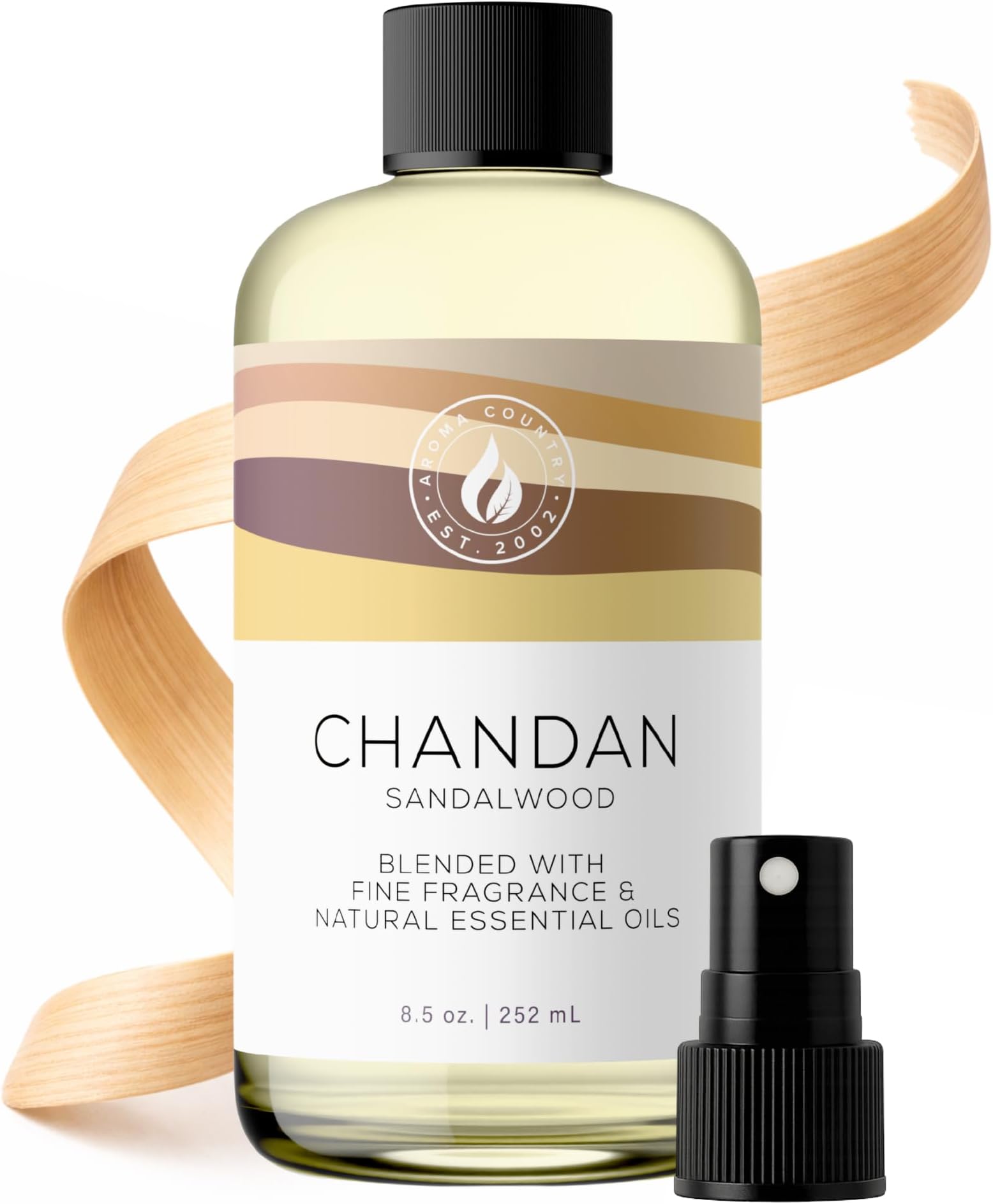 Aroma Country Chandan Diffuser Oil - Luxury Essential Oils for Diffuser Refill & Air Freshener Room Spray - Long-Lasting & Natural Home Fragrance, Sandalwood Scented Oil for Diffusers (8.5 Fl. oz)