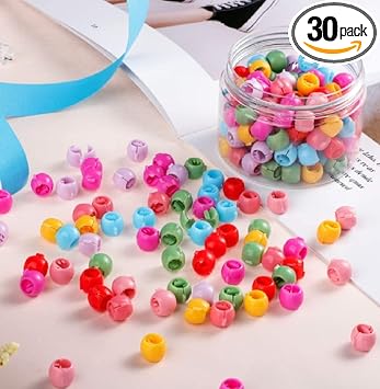 30 pcs premium plastic Hair Claw Clips Mini Hair Bangs Rainbow Beads Clip Cute Candy Colors Plastic Hairpins Hair Braids Maker Beads Head wear Hair Accessories For Kids Girls Women