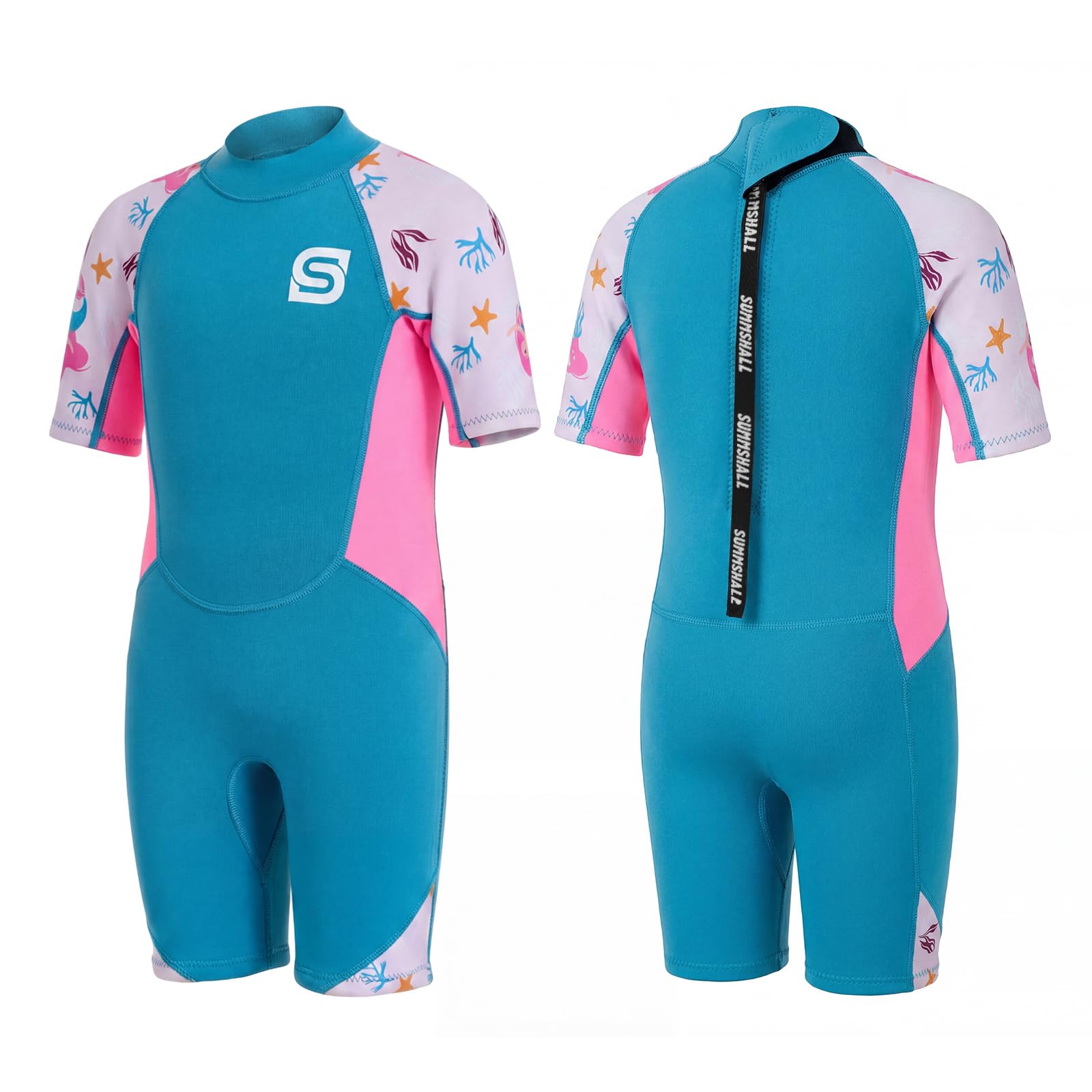 Summshall Neoprenanzug Kinder, 2 mm Neopren Thermo Shorty Badeanzug für Jungen, Mädchen und Kleinkinder Flexibel, warm, UPF50+ Sonnenschutz zum Schwimmen, Surfen, für Strand, Wassersport