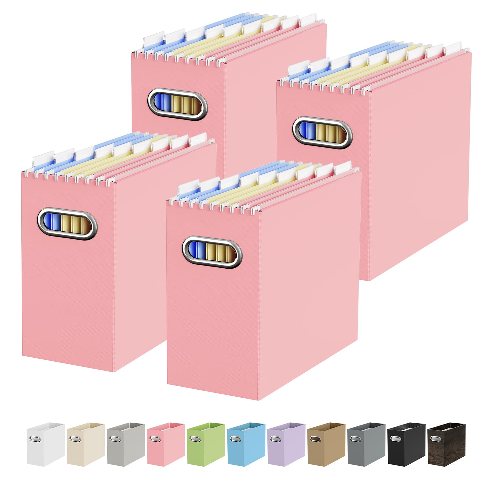 Oterri Cardboard File Organizer Box for Hanging File Folders Letter Size,File Box for Computer Desk,File Cabinet,Working Home,Office,Classroom (Pink,