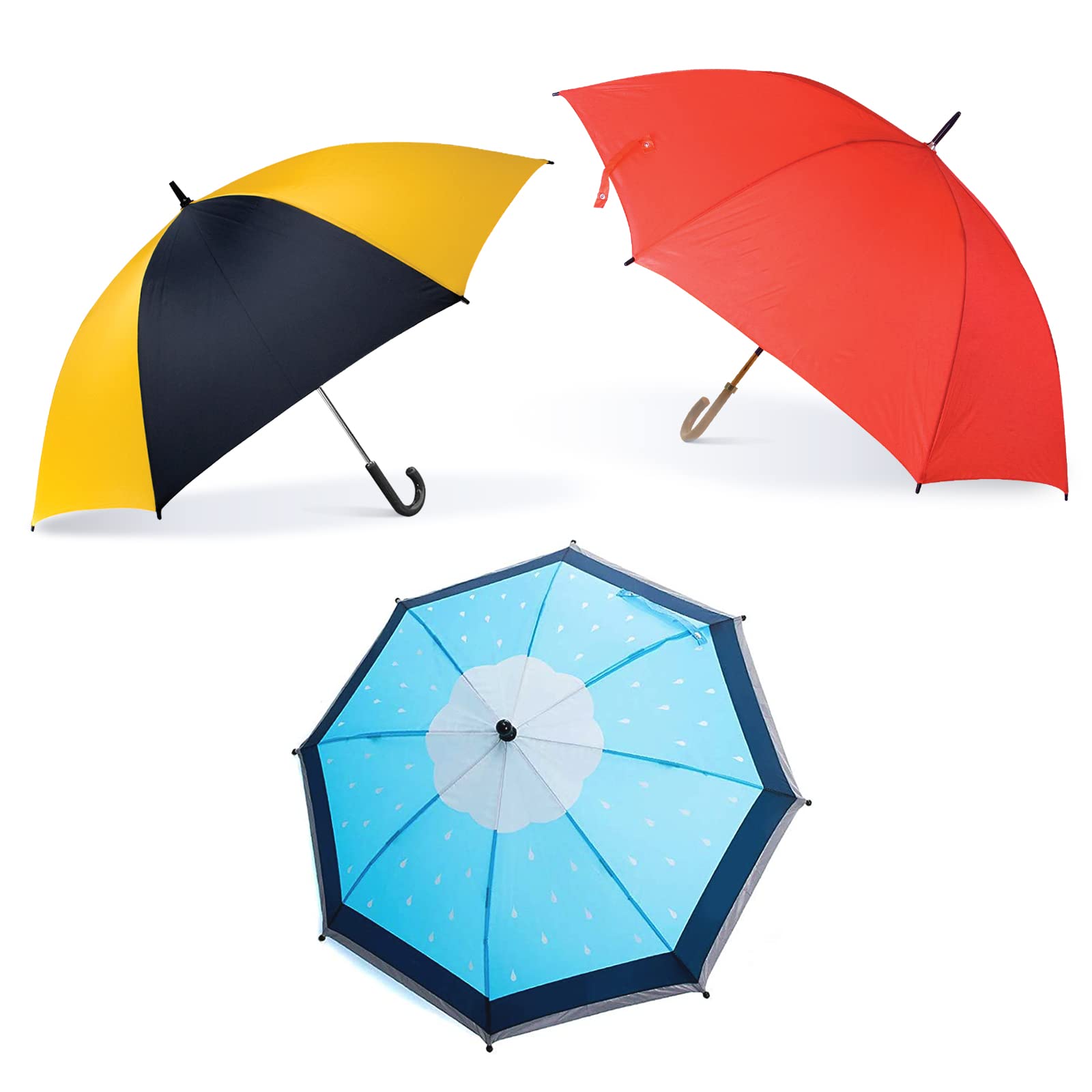 Lot de 3 parapluies de ville résistants aux tempêtes avec logo aléatoire