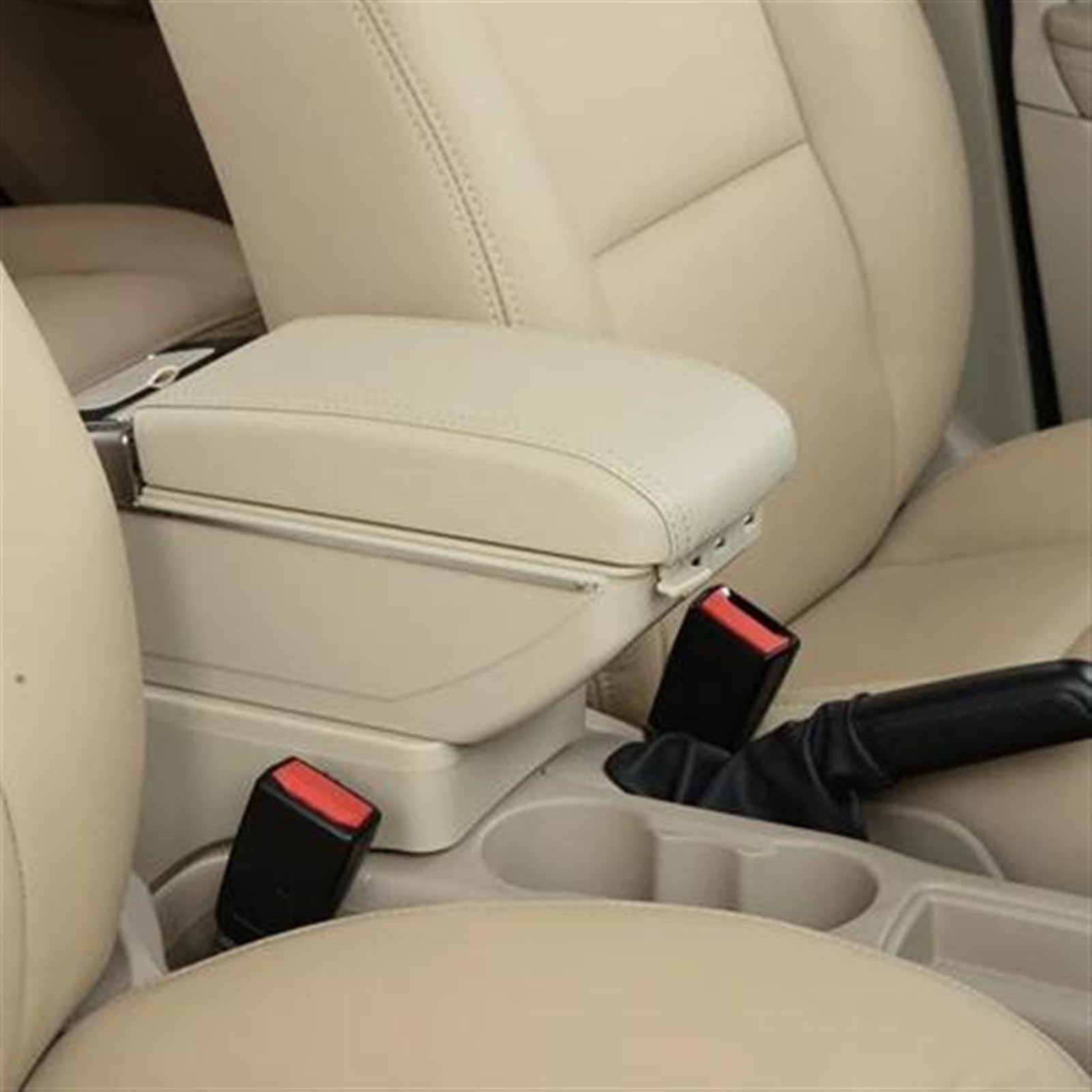 Rotatable Car Center Centre Console Storage Box For Peugeot 206 207 Armrest USB Charging Ashtray(C Beige)