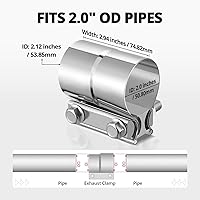Vista 2 de EVIL ENERGY Abrazadera de escape de 2.0 pulgadas, abrazadera de banda de junta traslapada de acero inoxidable para tuberías, silenciadores