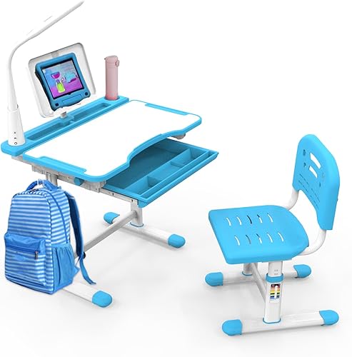 Wrilibo Escritorio de estudio para niños de 3 a 12 años, escritorio para niños de altura ajustable para niños, escritorio escolar para niños con