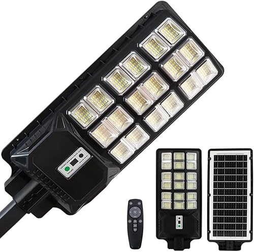 Farolas solares para exteriores, luz solar de estacionamiento del atardecer al amanecer con poste, sensor de movimiento de seguridad para patio