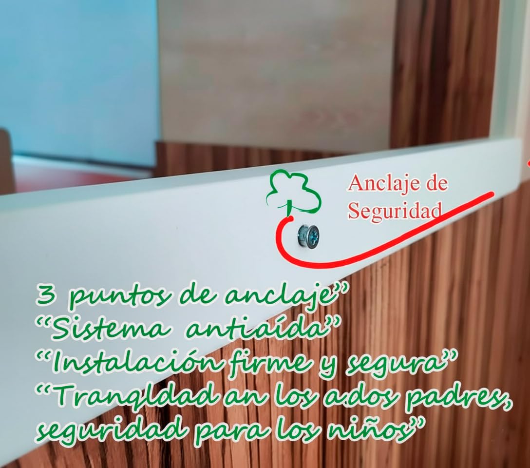 Espejo Montessori de Seguridad con Barra Ajustable acabado blanco – Certificado CE – Bebés +8 meses – Madera ecológica-muebles montessori - espejo irrompible bebe - Desarrollo motor