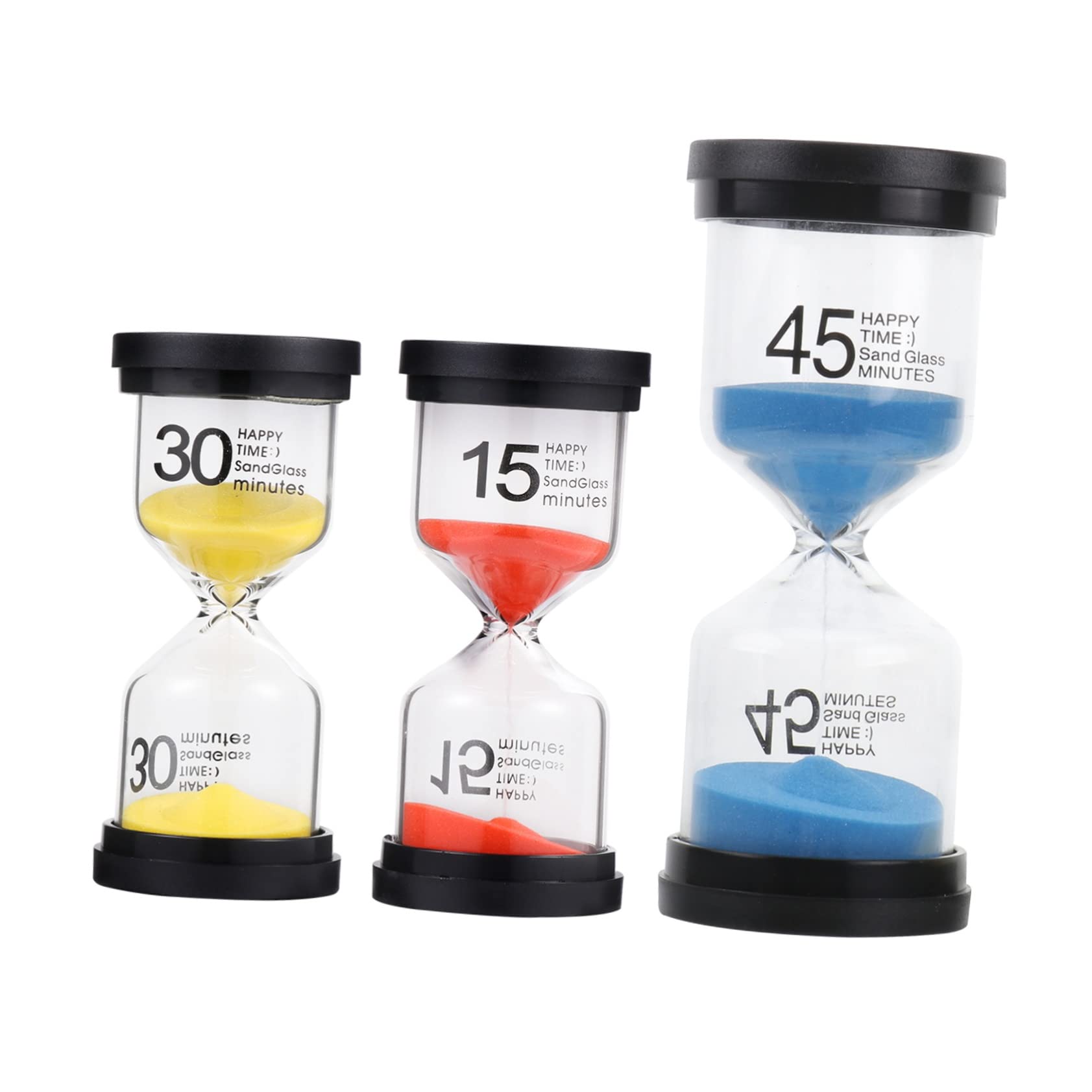 3 Stück Tisch Sanduhr aus Glas und Kunststoff für Zuhause