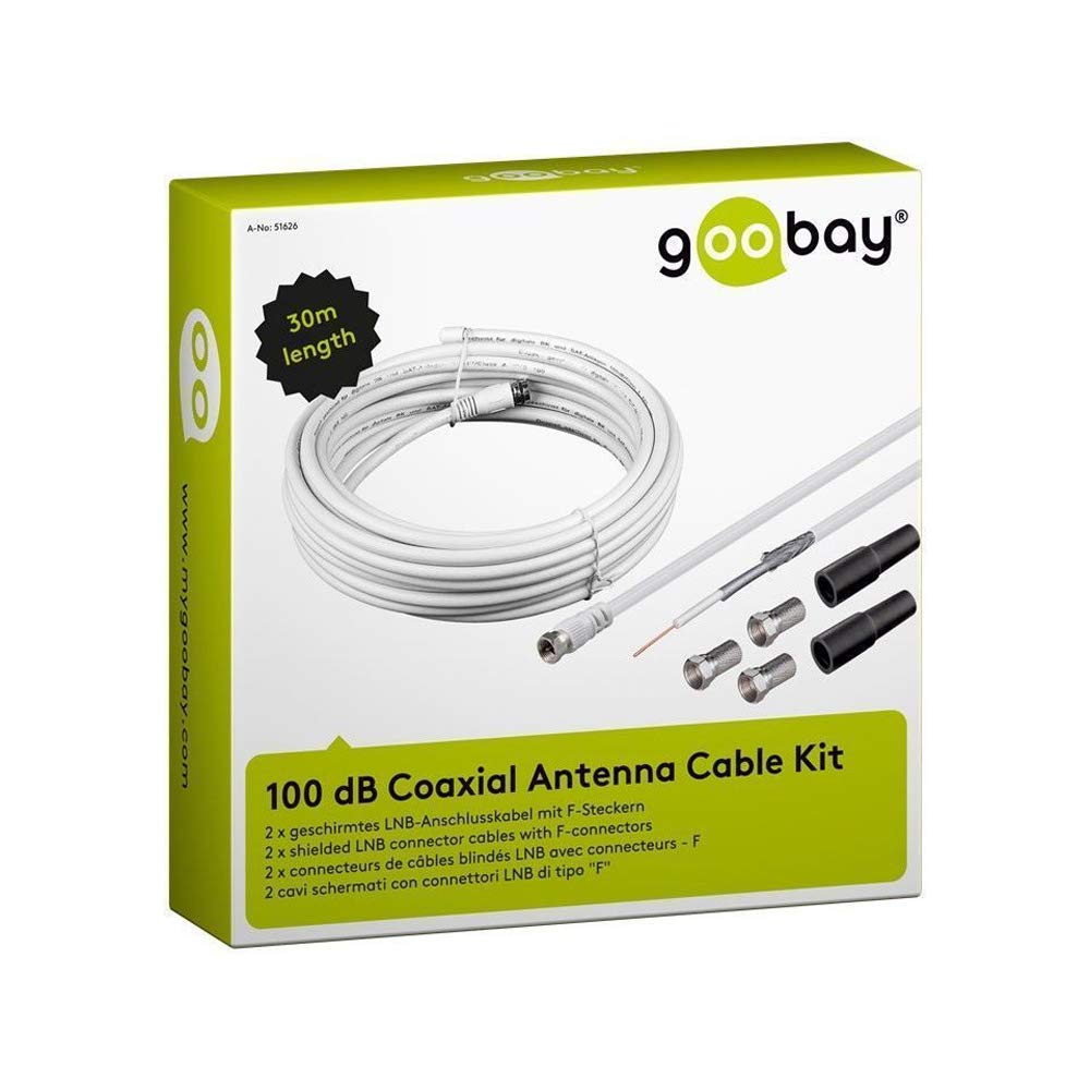 Goobay 51626 100 dB zestaw kabli antenowych koncentrycznych, długość kabla 30 m