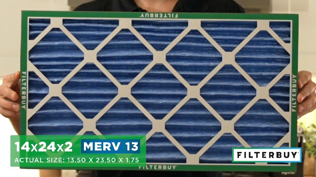 Image of Filterbuy 14x24x2 Air Filter MERV 13 Smoke & Allergy Defense (4-Pack) | Electrostatic Pleated HVAC AC Furnace Filters Replacement, Made in USA (Actual Size: 13.50 x 23.50 x 1.75)