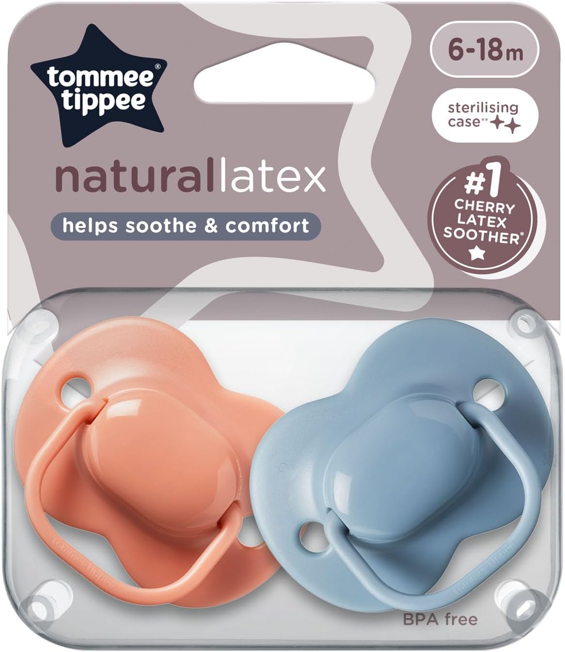 Cherry Latex Dummies, 6-18 Months, Pack of 2 Dummies with 100% Natural Latex baglet