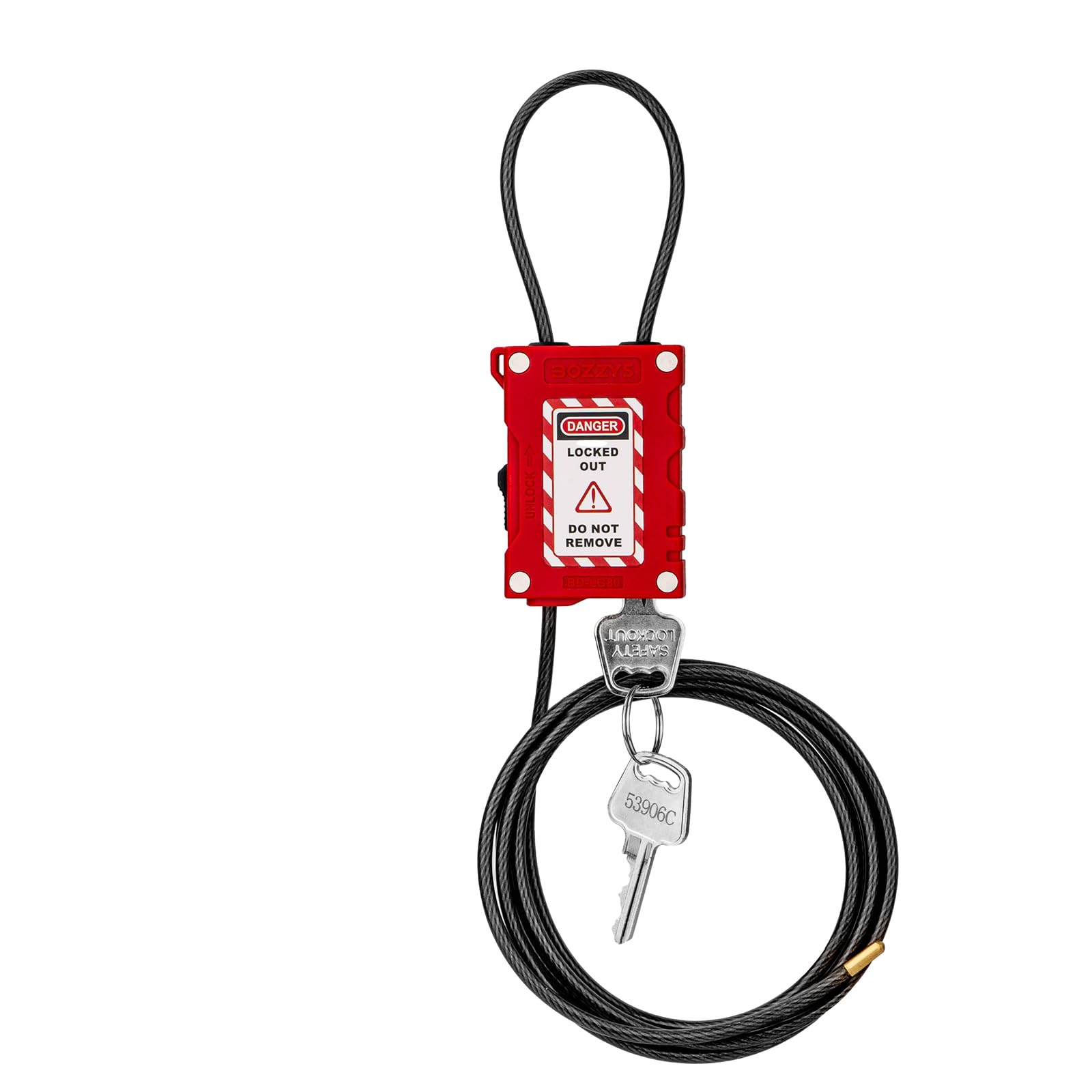 Lockout Tagout Cable Locks with 2 Keys | OSHA Compliant Adjustable 0.16"x78.7" PVC Steel Cable | for Valves &amp; Panels | Nylon PA66 Loto Padlock Keyed Alike(BD-LG81KA-2M)