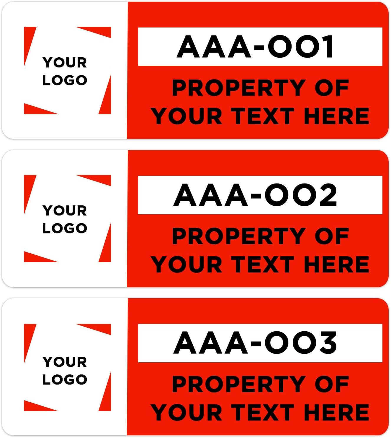 Custom Asset Tags, Joyfulmap Asset Labels with Sequential Numbers, Upload Your Logo, 2” x 0.7”, Waterproof, Strong Adhesive, for Businesses,Inventory Management (50-1000 Labels)