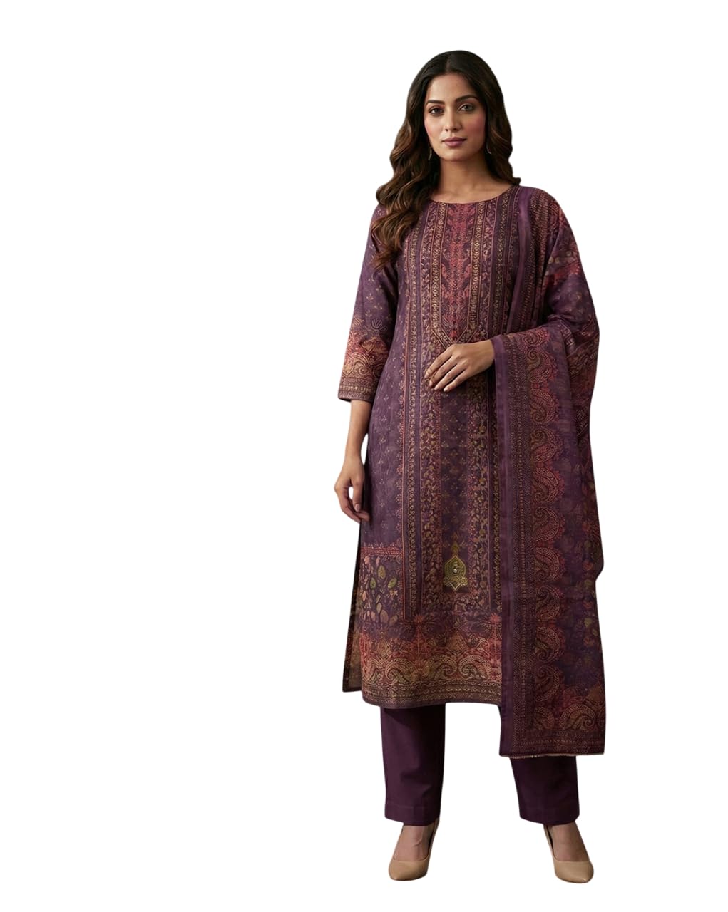 Rayon Aari Hand Work With Digital Print Kurta Pant Dupatta Set|ethnic wear-image-30