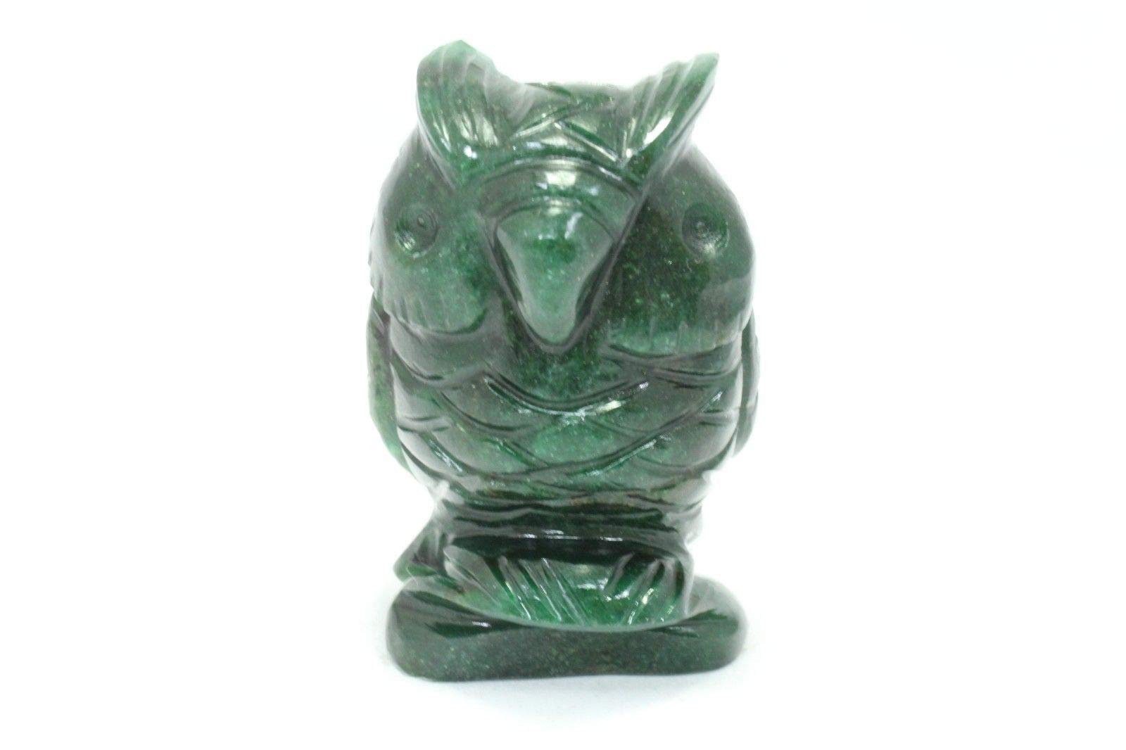 Eulen-Statue Aus Naturstein – 35 Mm, In Jade-Achat, Obsidian Oder Aventurin, Für Deko & Sammler