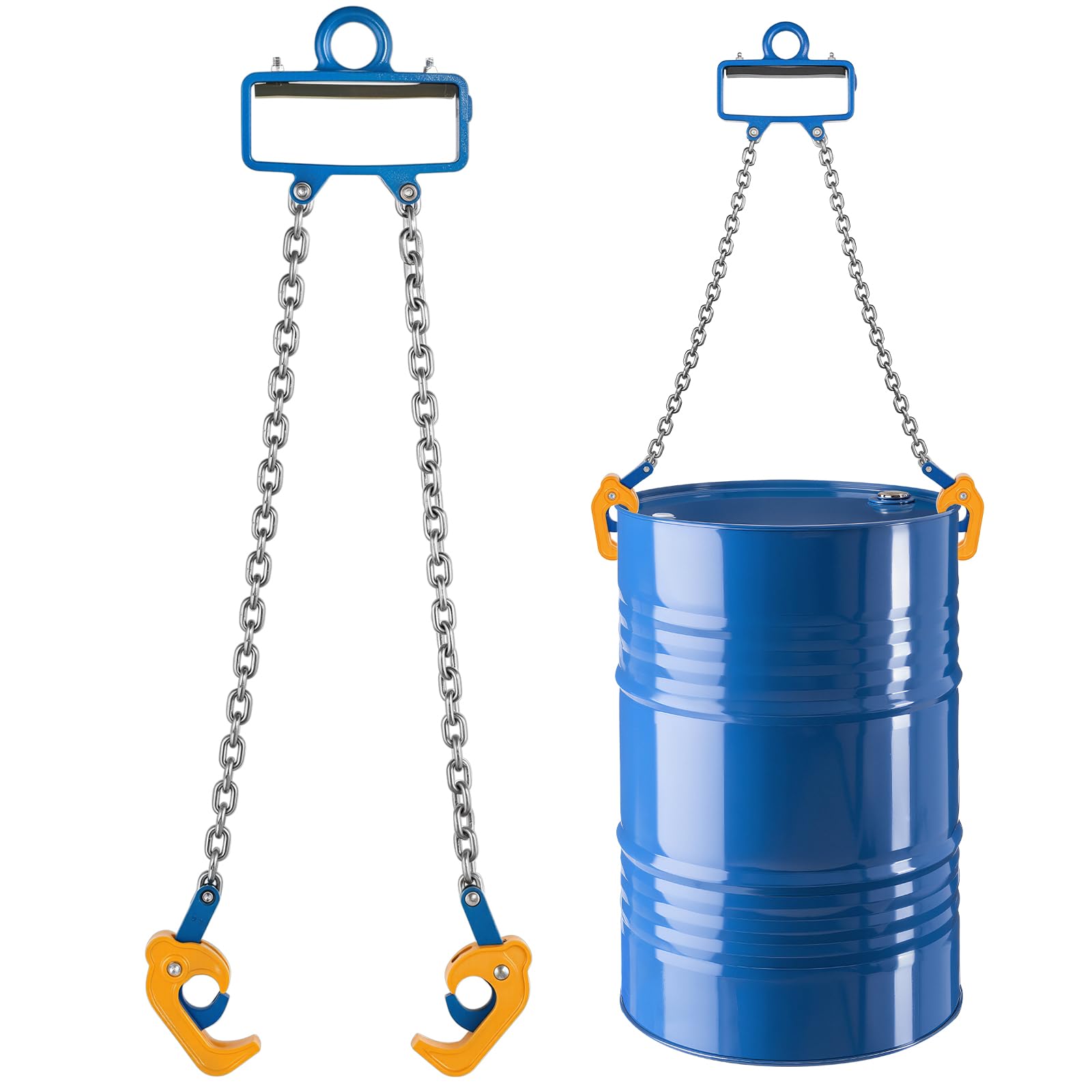 VEVOR Elevador de Bidones de Cadena, Cadena de Elevación de Bidones G80 con Gancho de Seguridad, Capacidad de 1 T, Apto para Carretillas Elevadoras de Grúa, Acero al Carbono, 755 x 175 x 35 mm