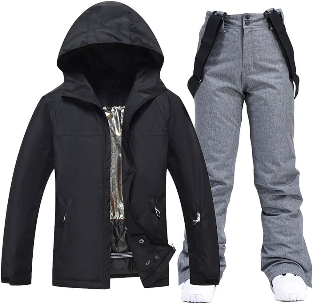 Mens Womens Snowboard Jacket Ski Coat & Pants 2 Piece Outfits Waterproof Insulated Warm Snowboarding Jacket