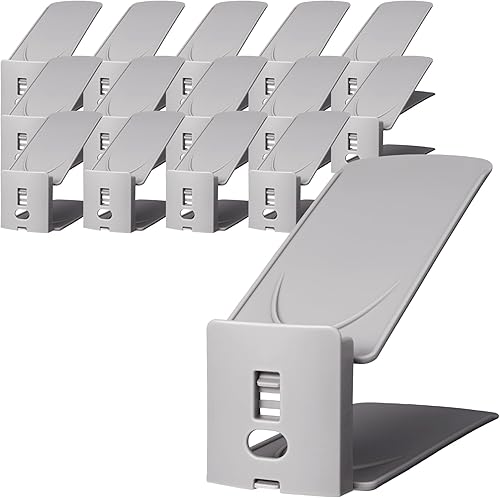 Like IT SH-01L Shoe Storage, Space Saving, 2X Storage Capacity, Shoe Space Saver, Set of 15, Height Adjustable, Gray, Made in Japan