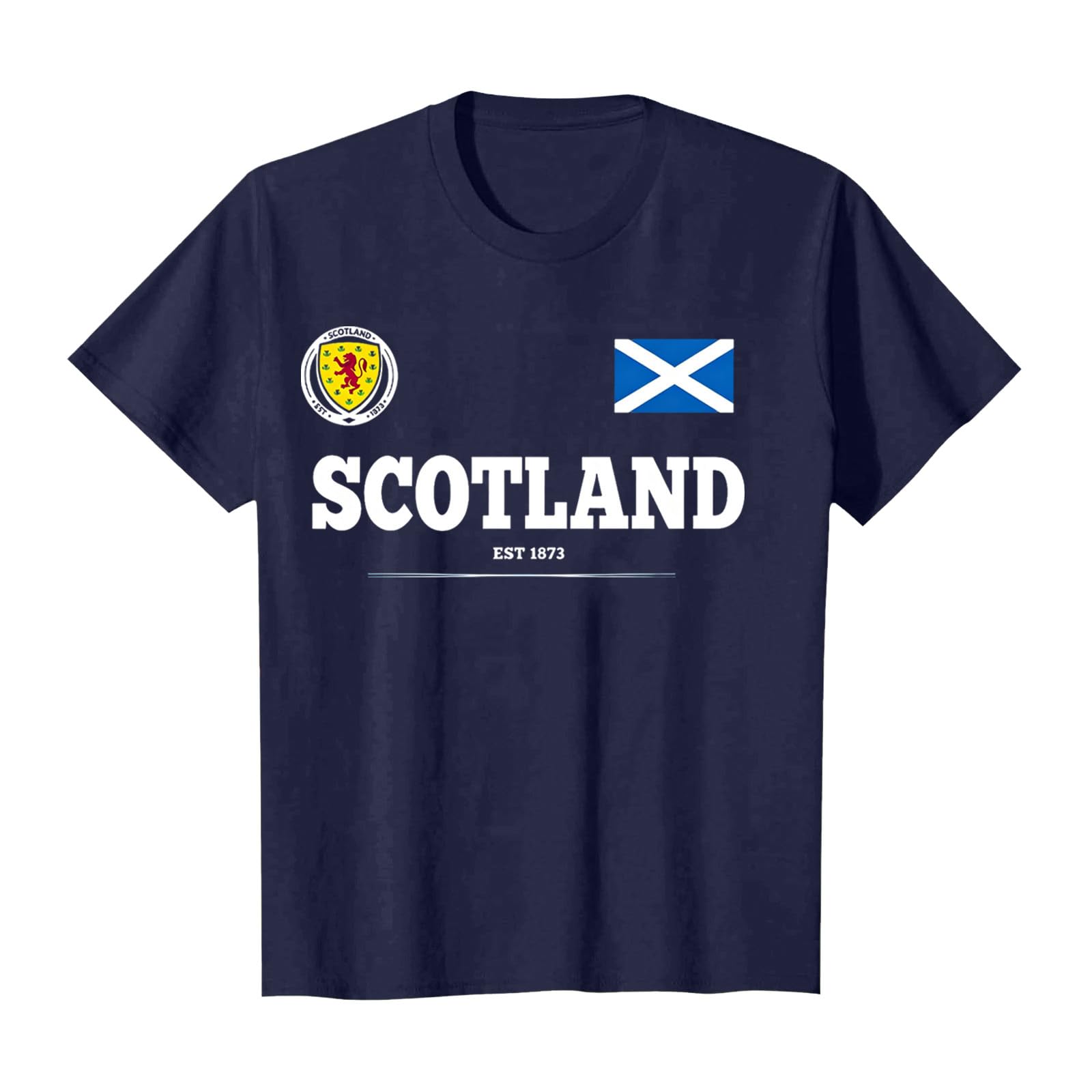 Scotland Football T Shirt Unisex Scottish Flag Short Sleeve Crew Neck Funny – Men Women Football Fans (A-Navy, L) — image 1