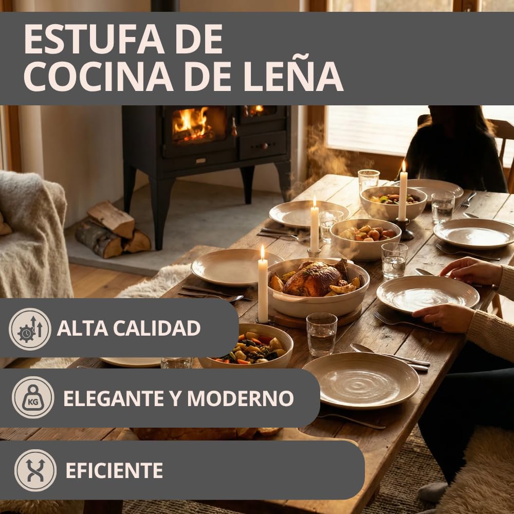 Prity 1P34L 1P34L - Estufa de leña grande con horno, puerta izquierda, gran formato, certificado CE, granja