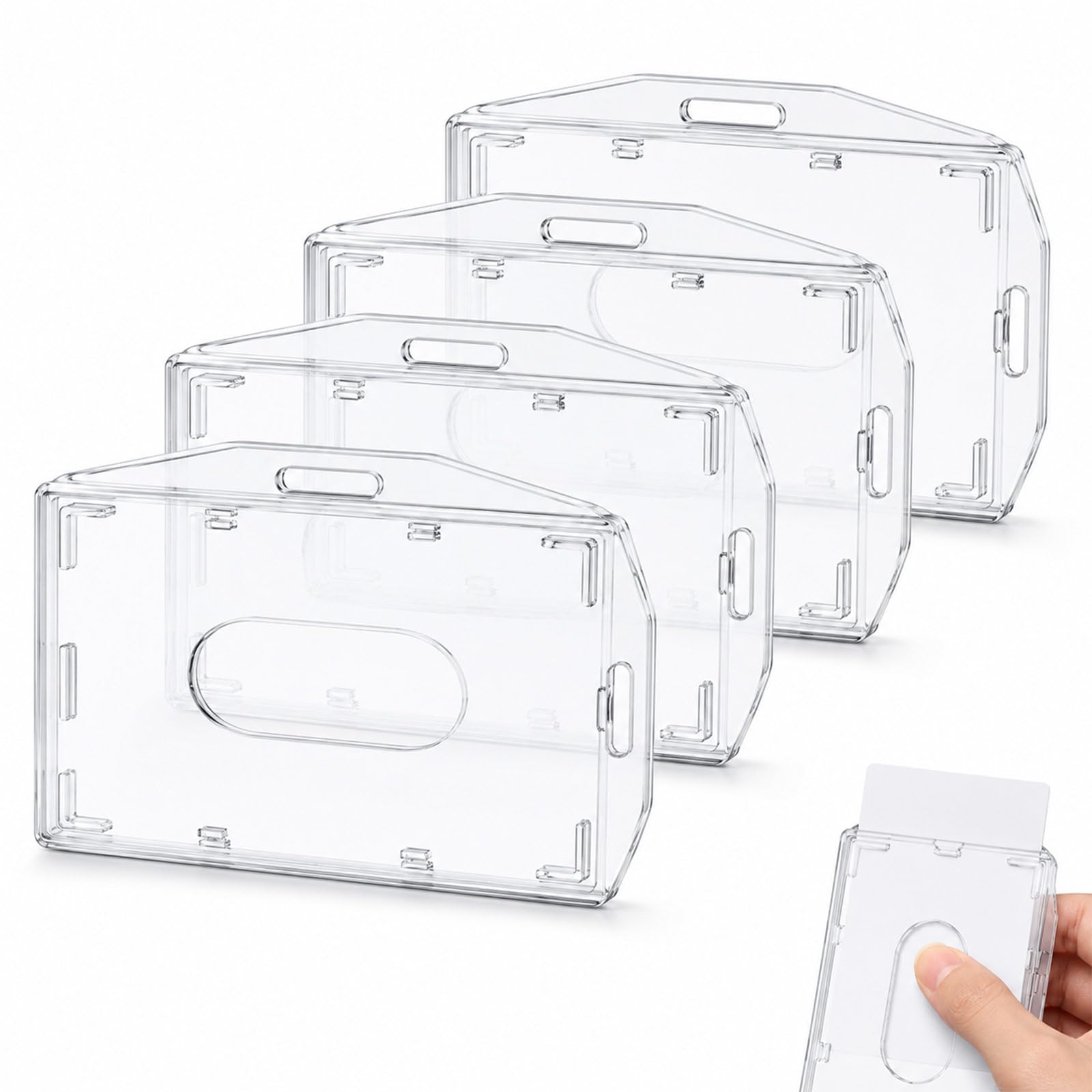 XZJDGBZA 4 Pcs Clear ID Badge Holders, Horizontal & Vertical Use