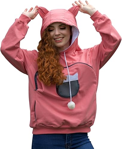 Miniatura 1 de ALYC Sudaderas unisex con capucha para mascotas, gato, perro, bolsa grande, sudadera con impresión de gato (rosa claro, L)