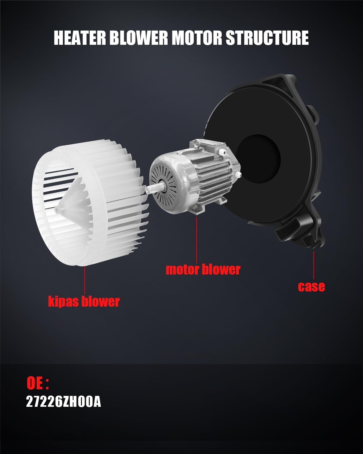 AC Heater Blower Motor Compatible for Nissan for Armada 2005-2015 for Infiniti for QX56 2004-2010, HVAC Blower Motor Assembly Replace# 27226ZH00A