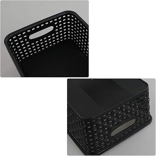 Miniatura 4 de Juego de 6 cestas de almacenamiento de tejido de plástico para despensa (negro)