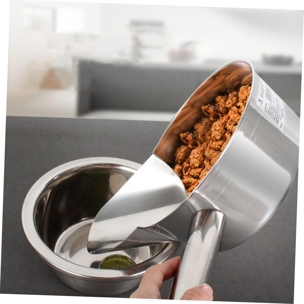 Cabilock 2pcs Stainless Steel Food Scoop French Fries Shovel Ice Shovel French Fries Scoop for Kitchen Restaurant Use