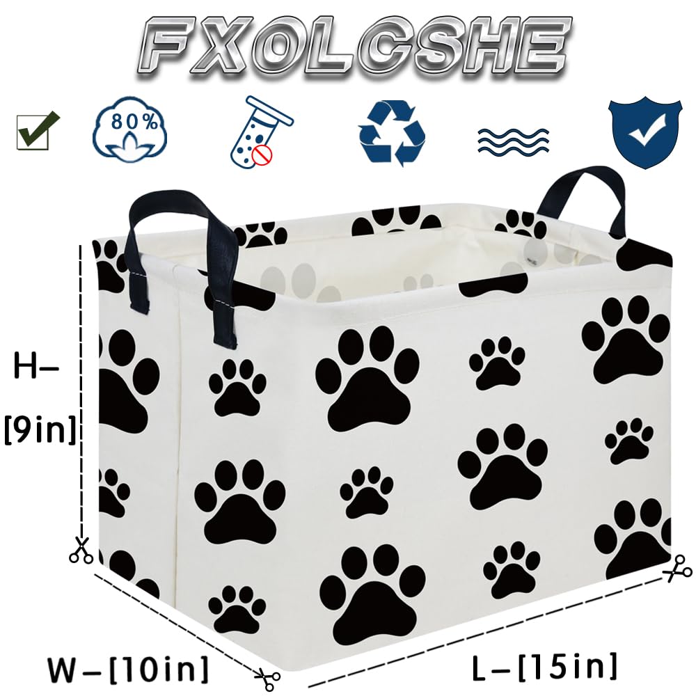 Rectangular Dog Basket,Nursery Hamper,Collapsible canvas kids toy storage box,Kids room storage basket,Pet decor(Dog paw)