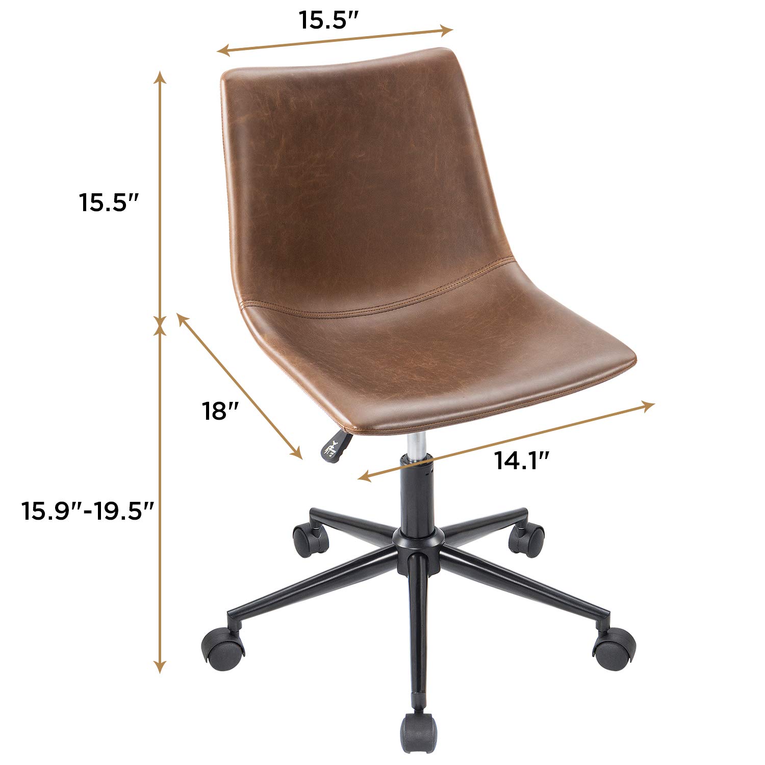 Buy Furmax Mid Back Task Chair PU Leather Adjustable Swivel Office