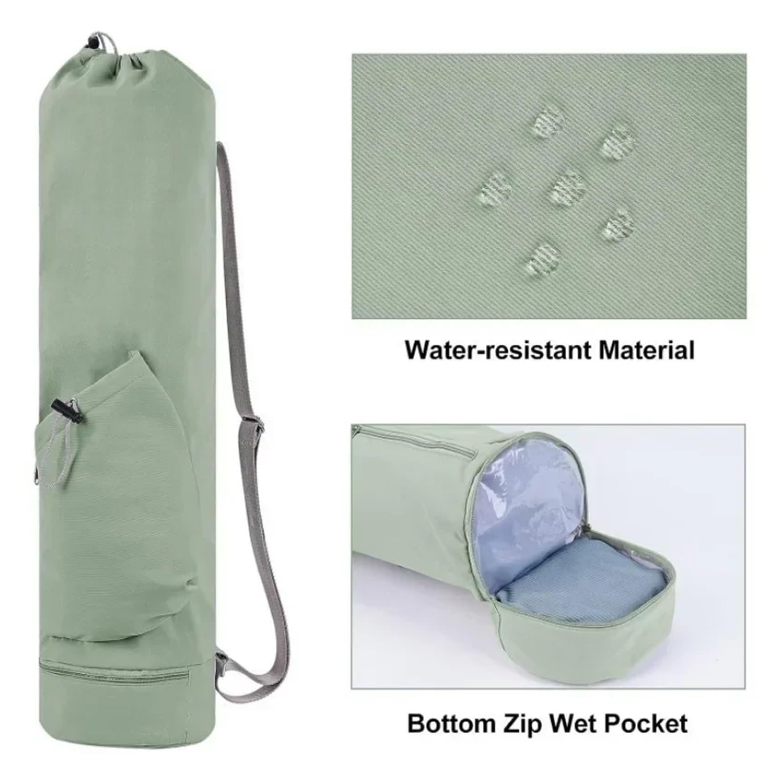 Funda Esterilla Yoga Bolsa for Esterilla de Yoga con Bolsillo for Botella de Agua, Bolsa Deportiva, Bolsa de Lona, ​​Organizador de Ropa de Gimnasio, Toallas, Mochila con cordón