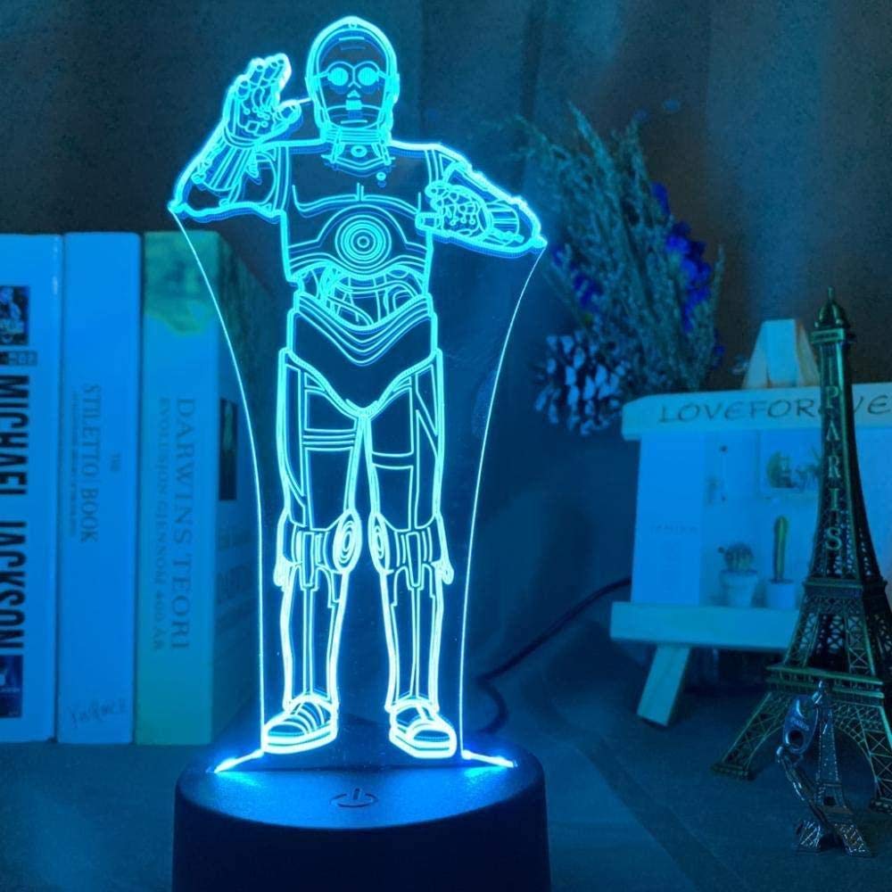 3D Illusion Lamp LED Night Light Cool Gold Robot Cp3 for Kid Room Deco Atmosphere Star Wars Gift for Kid Study Room Children s Sleep Lamp