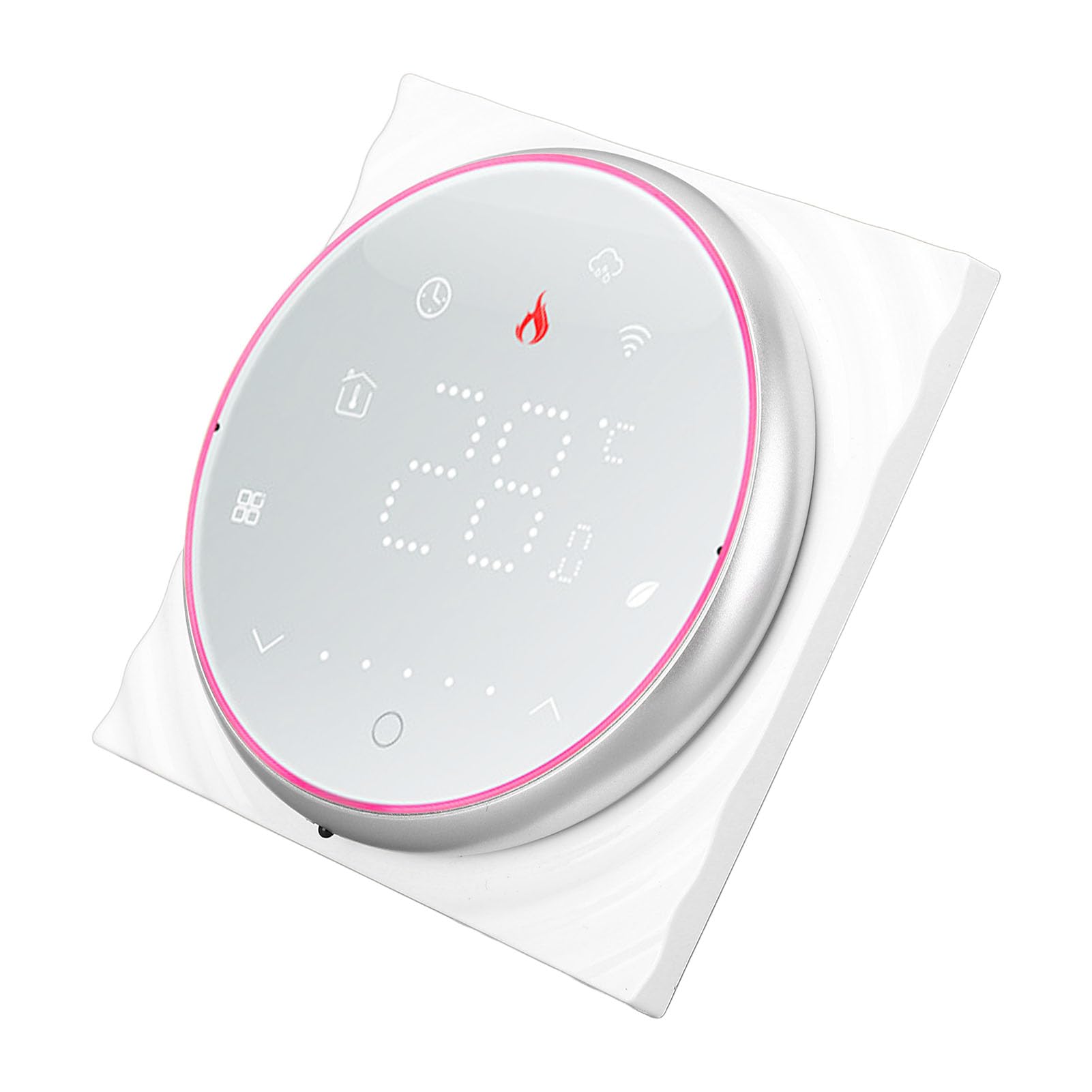 Termostat WiFi, Energooszczędny Podświetlany Wyświetlacz LCD z Konfigurowalnym Harmonogramem Tygodniowym, Inteligentny Regulator Temperatury w Domu do Ogrzewania Podłogowego 86x86mm (WHITE)