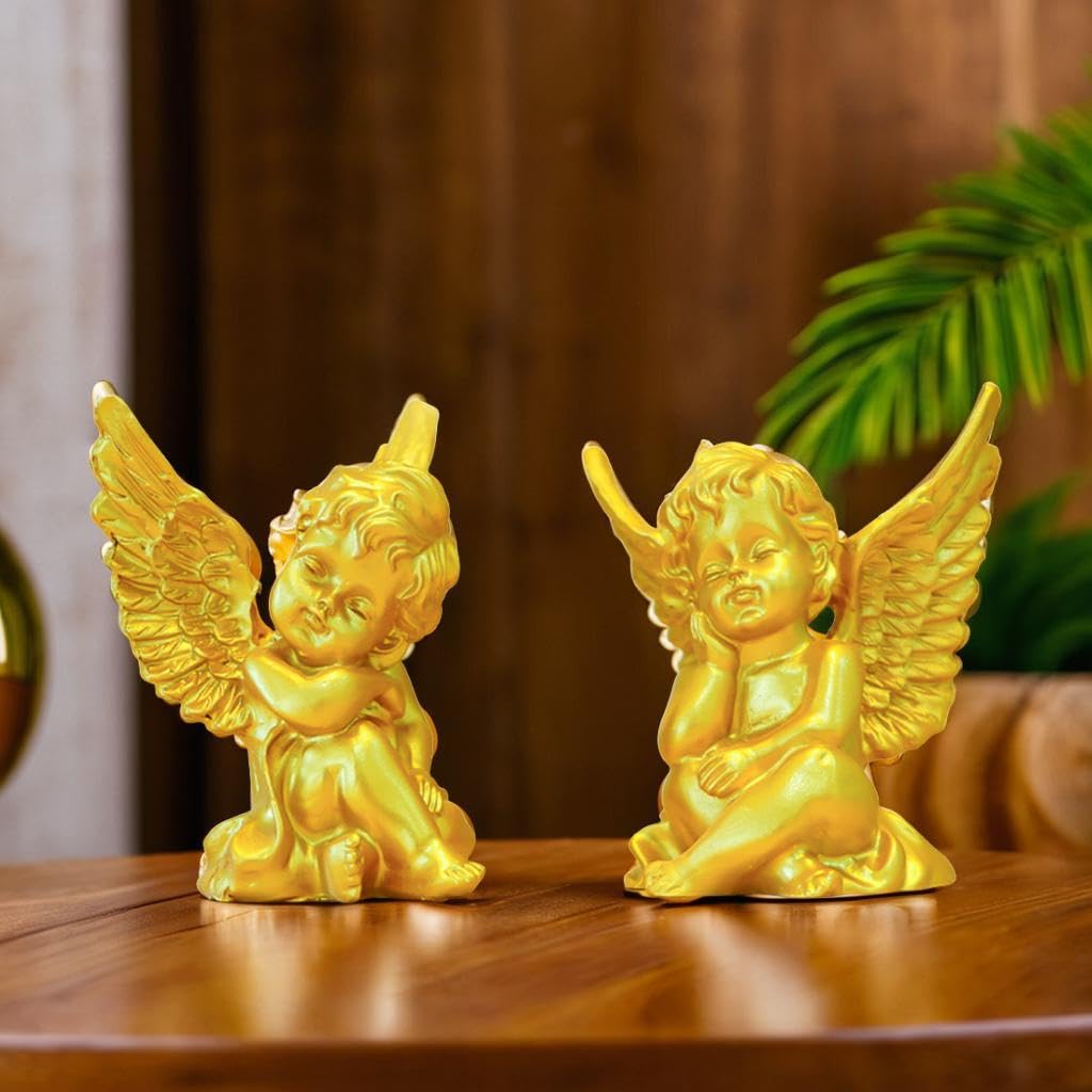 Nostrae Cupid Angel Show Pieces for Home Decor Living Room Decorative Items | Cute Angel Statue Showpieces Gift Item for Decor| Center Table Tv Office Interior Statues Figurines (Set of 2)