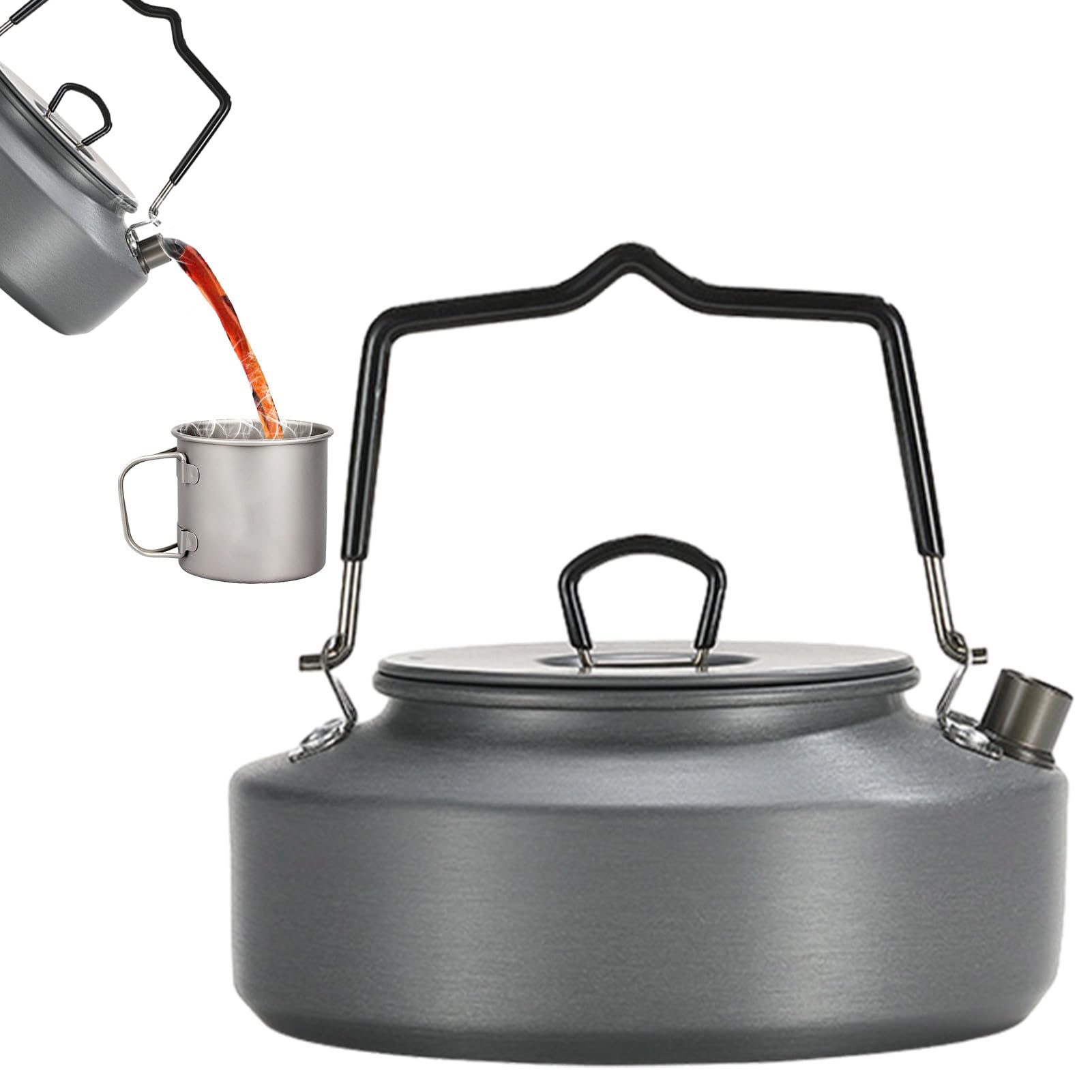 Cafetière de camp 0,8 L : marmite de camping portable en aluminium pour réchaud extérieur