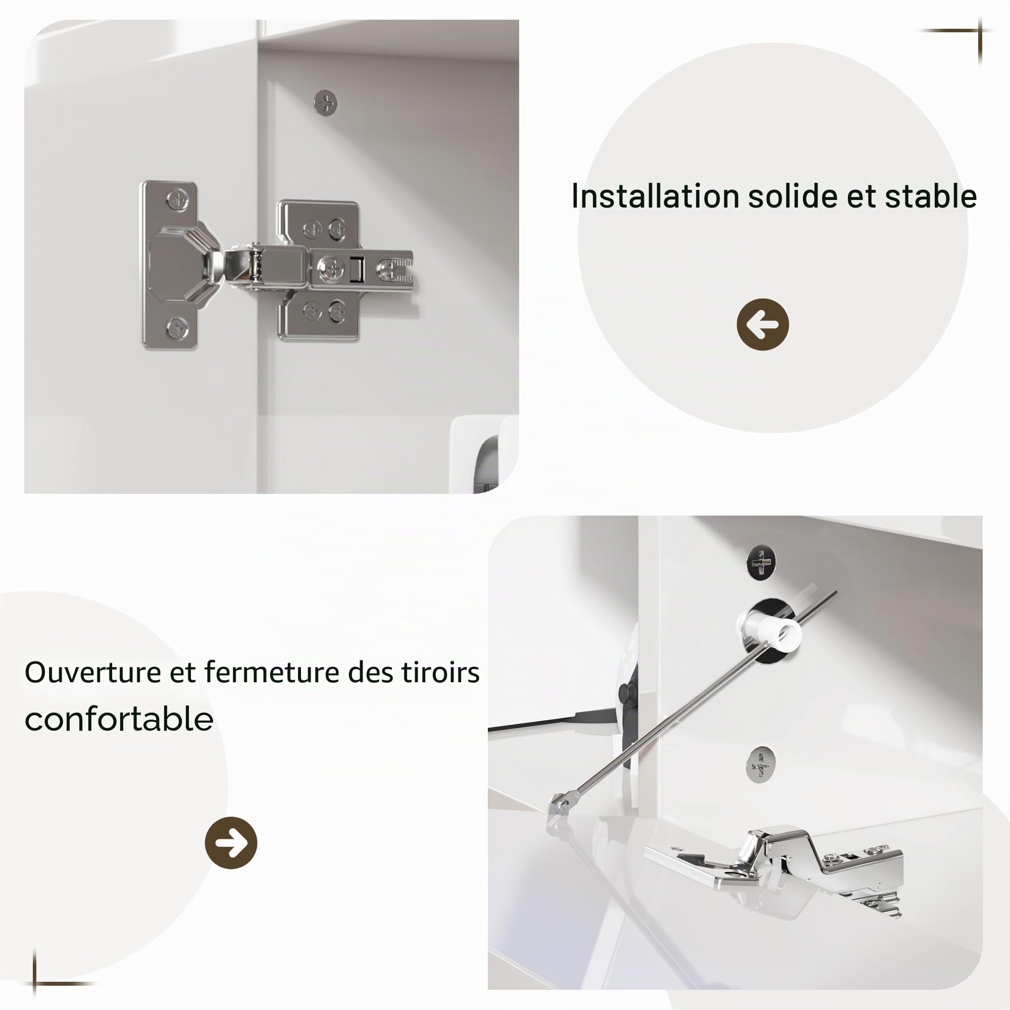LUXOAK Meuble TV Suspendu 160 cm, Meuble TV Blanc Brillant avec LED RGB, Meuble Télé Suspendu pour 55–75 Pouces, Support TV Mural avec Rangement et Gestion des Câbles