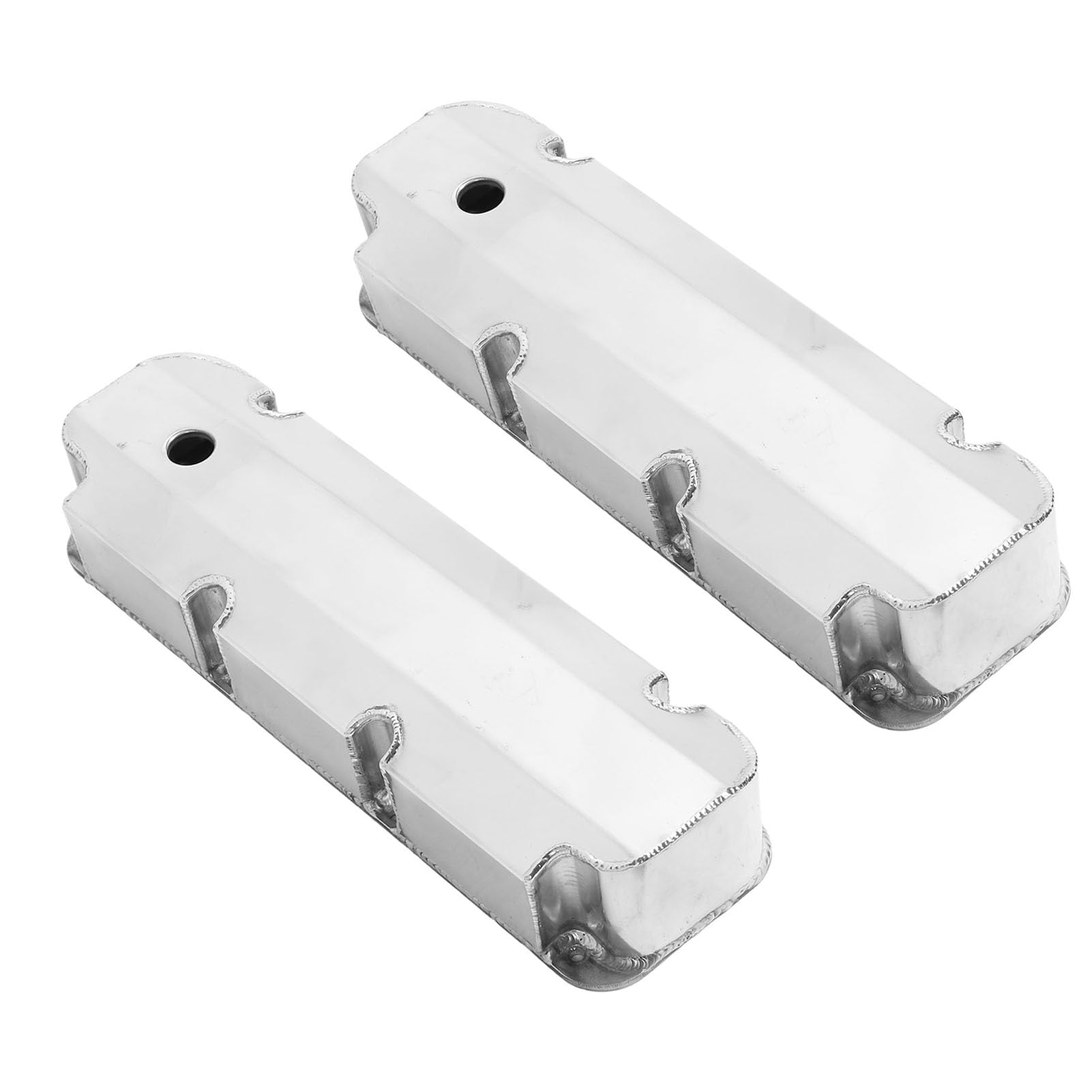 Dioche Tapas de Válvulas de Aleación de Aluminio Fabricadas en Plata Pulida E41363P para Motores V8 429-460 de 1968 en Adelante - Diseño Alto con Orificio de Ventilación de ID de -/4 pulg.