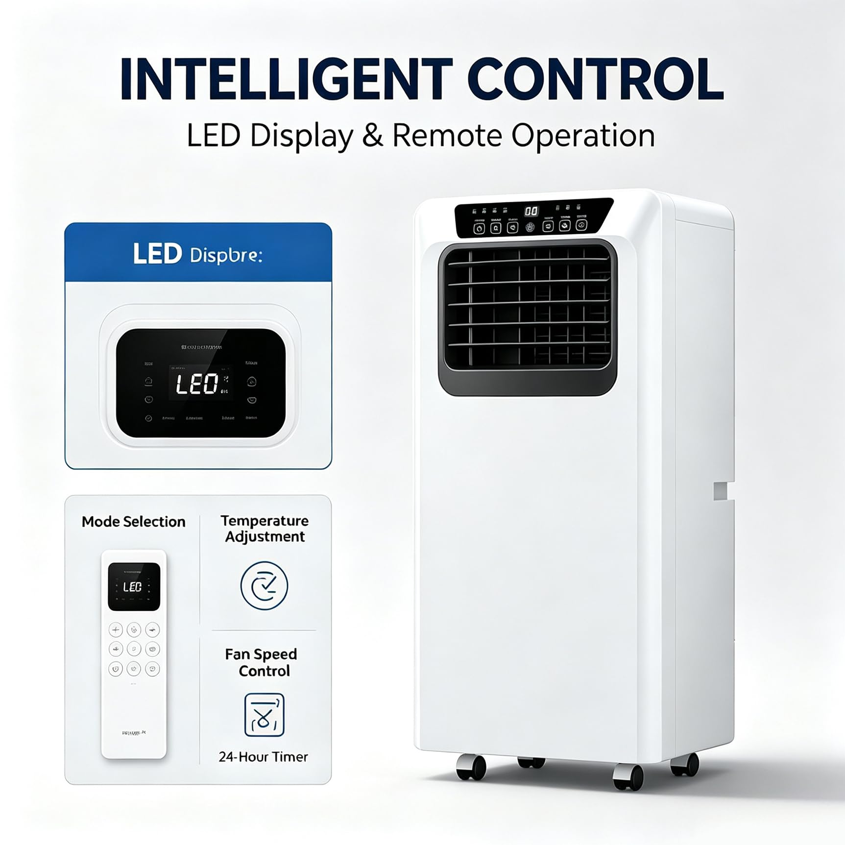 Condizionatore Portatile 12000 BTU, AC Forte per Stanze Fino a 55mq, Raffreddamento Rapido, deumidificatore Incluso, Una per Soggiorno Cameretta, 12000BTU