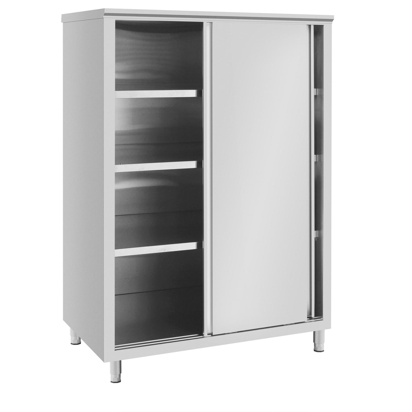 Royal Catering Armario para vajilla de acero inoxidable, 120 x 70 x 180 cm, 3 compartimentos, 2 cajones, fácil montaje, patas ajustables en altura, armario alto