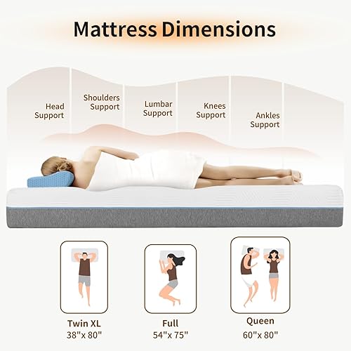 Miniatura 3 de MUUEGM Colchón individual XL, colchón de espuma viscoelástica de gel de 12 pulgadas tamaño individual XL en una caja para aliviar el dolor de