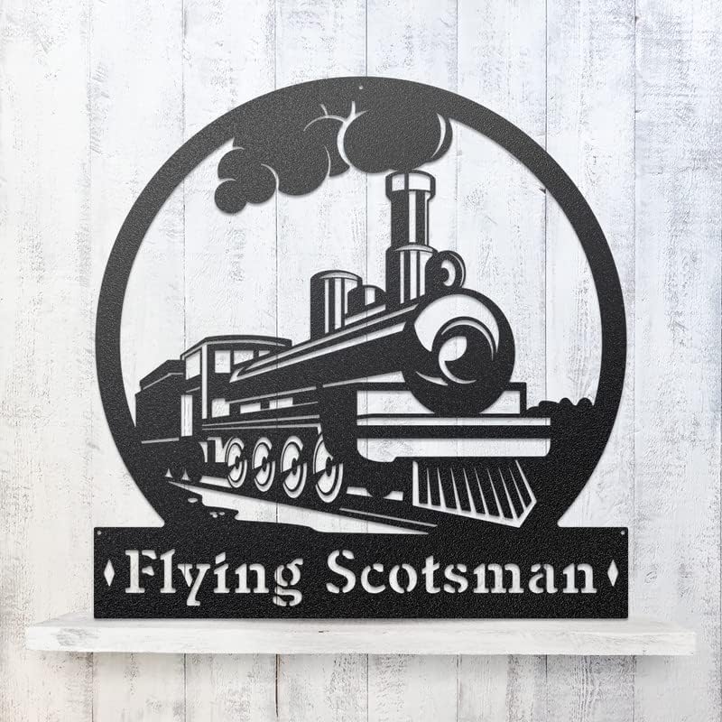 RealSteel Personalized Steam Train Monogram Metal Wall Art – Custom Locomotive Name Sign, Vintage Railroad & Railway Decor for Home, Office or Man Cave, Unique Gift for Train Lovers, Made in USA