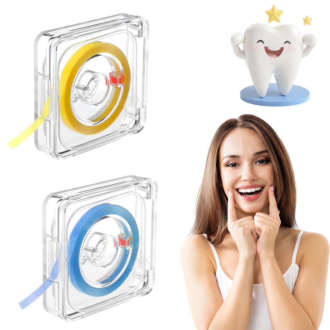 Papel De Lija Dental 6 Metros Doble Cara, Lima Dental Para Dientes, Herramienta Cuidado Bucal Limpieza Profunda 30μ