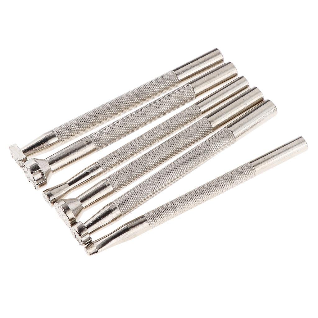 MERISHOPP 6Pcs Manual Leather Craft Stamps Embossing Beveler Stamping Tools Kit 2