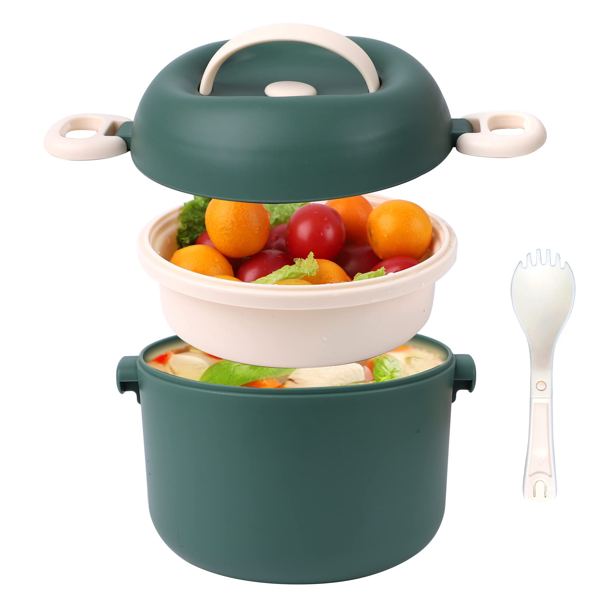 MAKINGTEC Microwave Ramen Cooker, Rapid Ramen Bowl Set, Soup Bowl with Handles, Bento Lunch Box Containers, with Compartment & Lid, for Soup Ramen Noodle Rice, Dishwasher Safe, for College Dorm Room