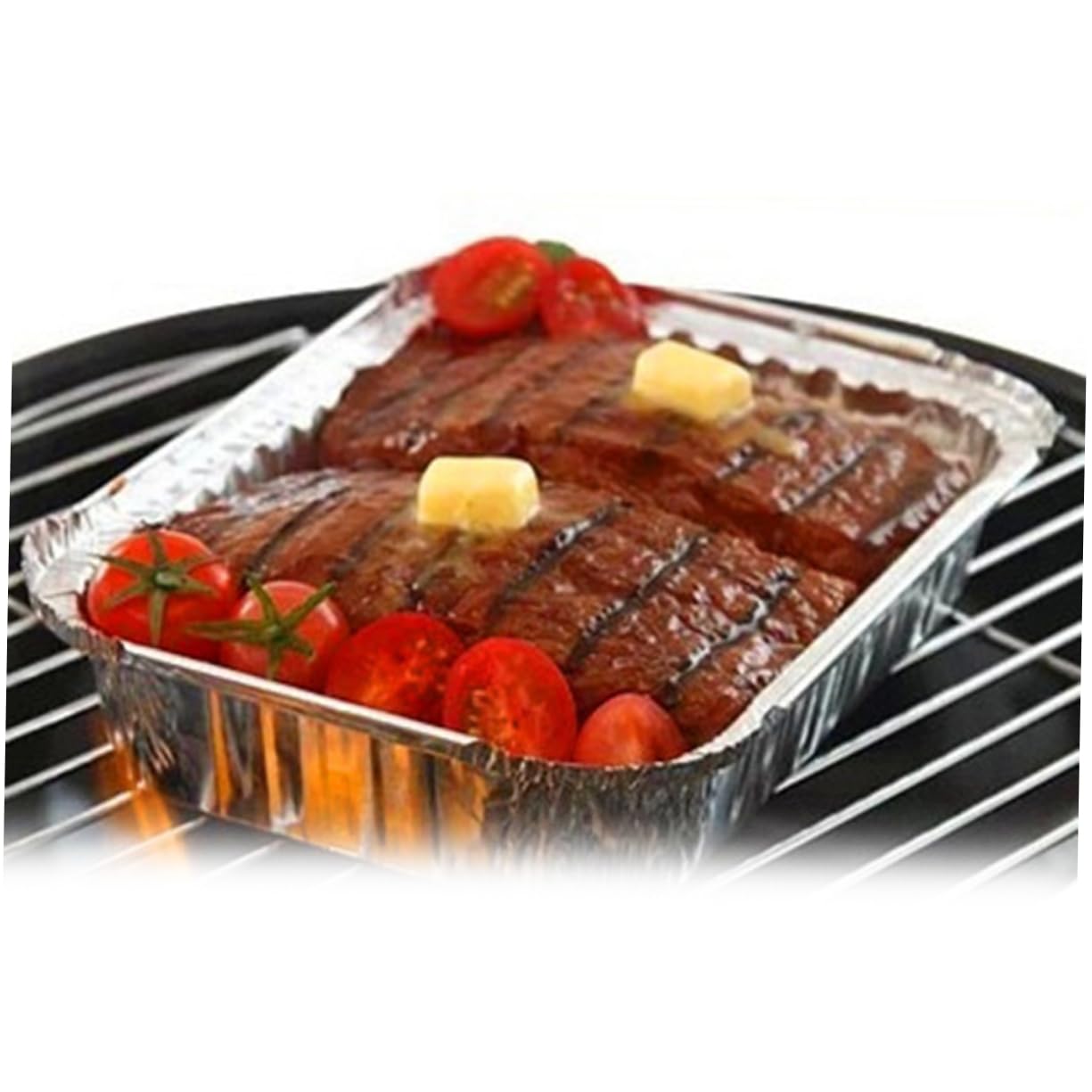 MAGICLULU Vaschette Alluminio per Barbecue USA e Getta, Set 10 Pezzi | Argento, Stagnola per Raccolta Grasso, Manutenzione Griglia, Cottura Indiretta