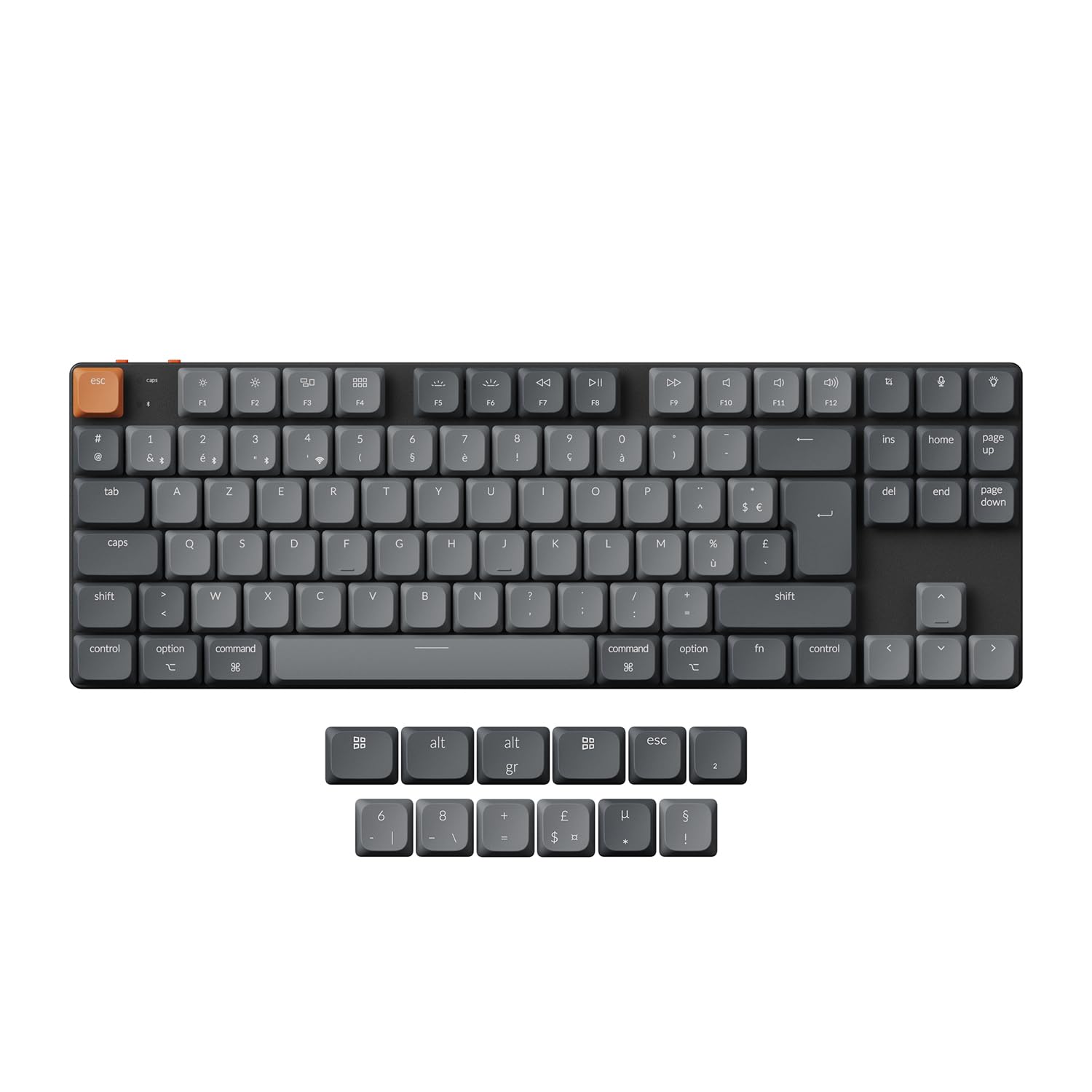 KeychronK1 Max 80% Custom Wireless Mechanical Keyboard Ultra Slim, 1000Hz 2.4GHz Bluetooth Cable Connection QMK/Via Programmable, Hot Swap Gateron Brown Switch for Mac/Windows/Linux, FR-ISO